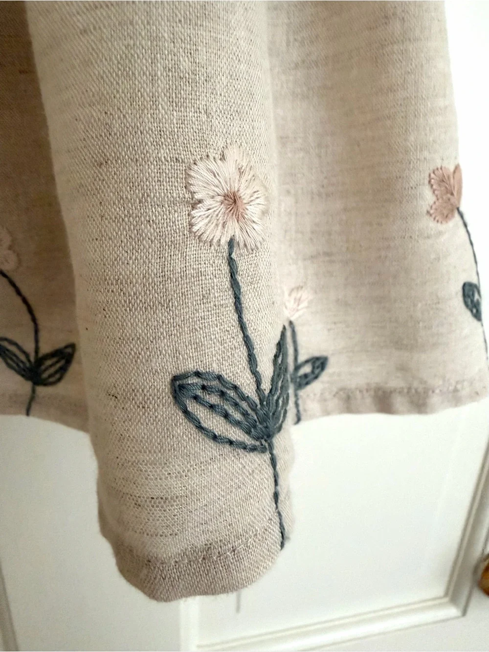 Elegant Baby Natural Linen Floral Embroidered Dress